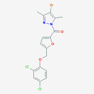 molecular formula C17H13BrCl2N2O3 B445123 (4-bromo-3,5-dimethyl-1H-pyrazol-1-yl){5-[(2,4-dichlorophenoxy)methyl]furan-2-yl}methanone 