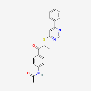 molecular formula C21H19N3O2S B4451236 N-(4-{2-[(6-phenyl-4-pyrimidinyl)thio]propanoyl}phenyl)acetamide 