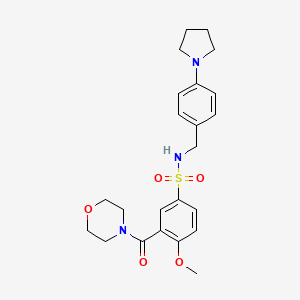 molecular formula C23H29N3O5S B4451261 4-methoxy-3-(4-morpholinylcarbonyl)-N-[4-(1-pyrrolidinyl)benzyl]benzenesulfonamide 