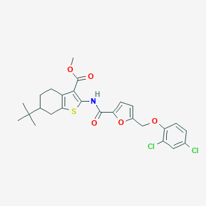 molecular formula C26H27Cl2NO5S B445128 Methyl 6-tert-butyl-2-({5-[(2,4-dichlorophenoxy)methyl]-2-furoyl}amino)-4,5,6,7-tetrahydro-1-benzothiophene-3-carboxylate 