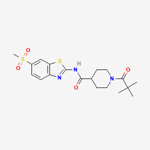 1-(2,2-dimethylpropanoyl)-N-[6-(methylsulfonyl)-1,3-benzothiazol-2-yl]-4-piperidinecarboxamide