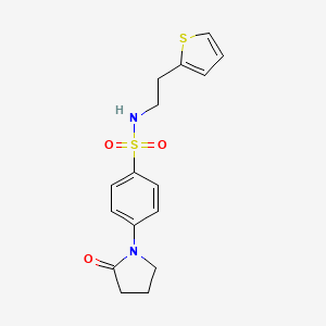 molecular formula C16H18N2O3S2 B4451335 4-(2-oxo-1-pyrrolidinyl)-N-[2-(2-thienyl)ethyl]benzenesulfonamide 