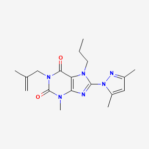 molecular formula C18H24N6O2 B4451365 8-(3,5-dimethyl-1H-pyrazol-1-yl)-3-methyl-1-(2-methyl-2-propen-1-yl)-7-propyl-3,7-dihydro-1H-purine-2,6-dione 