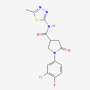 1-(3-chloro-4-fluorophenyl)-N-(5-methyl-1,3,4-thiadiazol-2-yl)-5-oxo-3-pyrrolidinecarboxamide