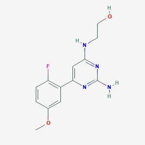 molecular formula C13H15FN4O2 B4451494 2-{[2-amino-6-(2-fluoro-5-methoxyphenyl)pyrimidin-4-yl]amino}ethanol 