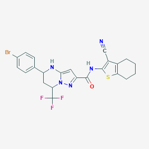 molecular formula C23H19BrF3N5OS B445151 5-(4-bromophenyl)-N-(3-cyano-4,5,6,7-tetrahydro-1-benzothien-2-yl)-7-(trifluoromethyl)-4,5,6,7-tetrahydropyrazolo[1,5-a]pyrimidine-2-carboxamide 