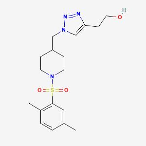 molecular formula C18H26N4O3S B4451516 2-[1-({1-[(2,5-dimethylphenyl)sulfonyl]piperidin-4-yl}methyl)-1H-1,2,3-triazol-4-yl]ethanol 