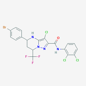 molecular formula C20H13BrCl3F3N4O B445153 5-(4-bromophenyl)-3-chloro-N-(2,3-dichlorophenyl)-7-(trifluoromethyl)-4,5,6,7-tetrahydropyrazolo[1,5-a]pyrimidine-2-carboxamide 