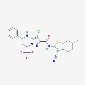 3-chloro-N-(3-cyano-6-methyl-4,5,6,7-tetrahydro-1-benzothien-2-yl)-5-phenyl-7-(trifluoromethyl)-4,5,6,7-tetrahydropyrazolo[1,5-a]pyrimidine-2-carboxamide