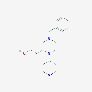 molecular formula C21H35N3O B4451557 2-[4-(2,5-dimethylbenzyl)-1-(1-methyl-4-piperidinyl)-2-piperazinyl]ethanol 