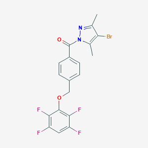 molecular formula C19H13BrF4N2O2 B445157 4-bromo-3,5-dimethyl-1-{4-[(2,3,5,6-tetrafluorophenoxy)methyl]benzoyl}-1H-pyrazole 