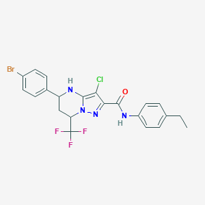5-(4-bromophenyl)-3-chloro-N-(4-ethylphenyl)-7-(trifluoromethyl)-4,5,6,7-tetrahydropyrazolo[1,5-a]pyrimidine-2-carboxamide