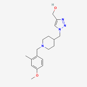 molecular formula C18H26N4O2 B4451591 (1-{[1-(4-methoxy-2-methylbenzyl)-4-piperidinyl]methyl}-1H-1,2,3-triazol-4-yl)methanol trifluoroacetate (salt) 