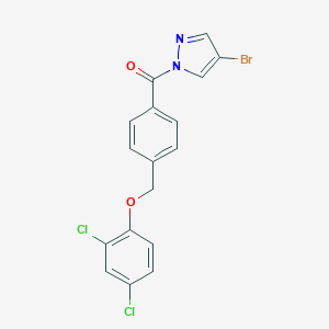 molecular formula C17H11BrCl2N2O2 B445160 4-bromo-1-{4-[(2,4-dichlorophenoxy)methyl]benzoyl}-1H-pyrazole 