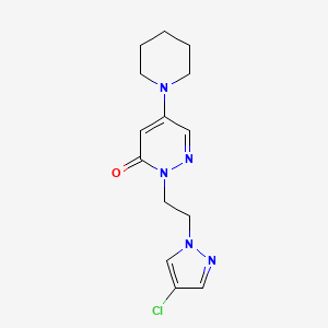 molecular formula C14H18ClN5O B4451622 2-[2-(4-chloro-1H-pyrazol-1-yl)ethyl]-5-(1-piperidinyl)-3(2H)-pyridazinone 