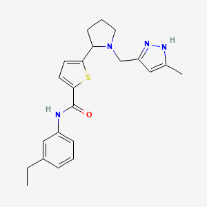 molecular formula C22H26N4OS B4451644 N-(3-ethylphenyl)-5-{1-[(3-methyl-1H-pyrazol-5-yl)methyl]-2-pyrrolidinyl}-2-thiophenecarboxamide 