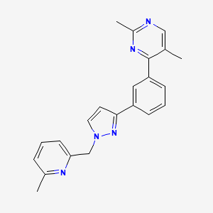 molecular formula C22H21N5 B4451656 2,5-dimethyl-4-(3-{1-[(6-methyl-2-pyridinyl)methyl]-1H-pyrazol-3-yl}phenyl)pyrimidine 