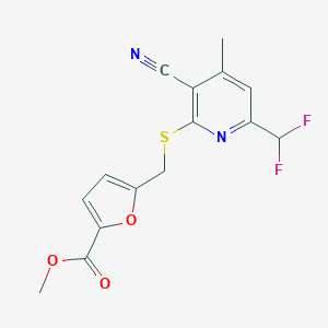 molecular formula C15H12F2N2O3S B445166 Methyl 5-({[3-cyano-6-(difluoromethyl)-4-methyl-2-pyridinyl]sulfanyl}methyl)-2-furoate 