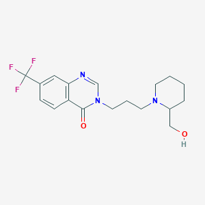 molecular formula C18H22F3N3O2 B4451699 3-{3-[2-(hydroxymethyl)piperidin-1-yl]propyl}-7-(trifluoromethyl)quinazolin-4(3H)-one 