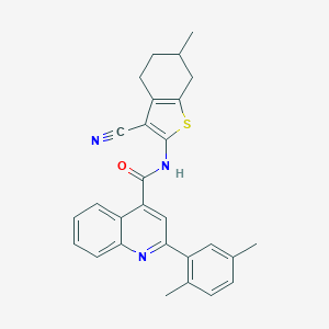 molecular formula C28H25N3OS B445171 N-(3-cyano-6-methyl-4,5,6,7-tetrahydro-1-benzothiophen-2-yl)-2-(2,5-dimethylphenyl)quinoline-4-carboxamide 