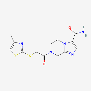 molecular formula C13H15N5O2S2 B4451724 7-{[(4-methyl-1,3-thiazol-2-yl)thio]acetyl}-5,6,7,8-tetrahydroimidazo[1,2-a]pyrazine-3-carboxamide 