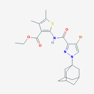 molecular formula C23H28BrN3O3S B445173 ethyl 2-({[1-(1-adamantyl)-4-bromo-1H-pyrazol-3-yl]carbonyl}amino)-4,5-dimethyl-3-thiophenecarboxylate 