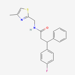 molecular formula C20H19FN2OS B4451735 3-(4-fluorophenyl)-N-[(4-methyl-1,3-thiazol-2-yl)methyl]-3-phenylpropanamide 