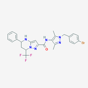 molecular formula C26H24BrF3N6O B445174 N-[1-(4-bromobenzyl)-3,5-dimethyl-1H-pyrazol-4-yl]-5-phenyl-7-(trifluoromethyl)-4,5,6,7-tetrahydropyrazolo[1,5-a]pyrimidine-2-carboxamide 