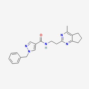 molecular formula C21H23N5O B4451741 1-benzyl-N-[2-(4-methyl-6,7-dihydro-5H-cyclopenta[d]pyrimidin-2-yl)ethyl]-1H-pyrazole-4-carboxamide 