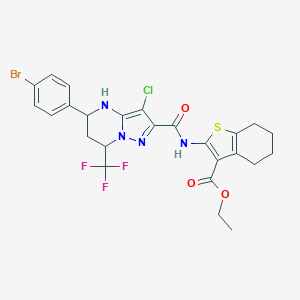 Ethyl 2-({[5-(4-bromophenyl)-3-chloro-7-(trifluoromethyl)-4,5,6,7-tetrahydropyrazolo[1,5-a]pyrimidin-2-yl]carbonyl}amino)-4,5,6,7-tetrahydro-1-benzothiophene-3-carboxylate