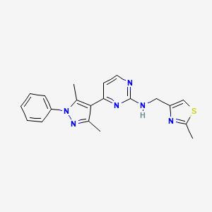 4-(3,5-dimethyl-1-phenyl-1H-pyrazol-4-yl)-N-[(2-methyl-1,3-thiazol-4-yl)methyl]-2-pyrimidinamine