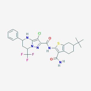 N-[3-(aminocarbonyl)-6-tert-butyl-4,5,6,7-tetrahydro-1-benzothien-2-yl]-3-chloro-5-phenyl-7-(trifluoromethyl)-4,5,6,7-tetrahydropyrazolo[1,5-a]pyrimidine-2-carboxamide