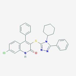 molecular formula C29H25ClN4OS B445178 7-chloro-3-[(4-cyclohexyl-5-phenyl-4H-1,2,4-triazol-3-yl)sulfanyl]-4-phenylquinolin-2-ol CAS No. 373618-73-6