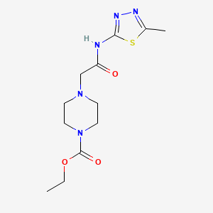 molecular formula C12H19N5O3S B4451790 ethyl 4-{2-[(5-methyl-1,3,4-thiadiazol-2-yl)amino]-2-oxoethyl}-1-piperazinecarboxylate 