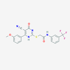 2-[[5-cyano-6-(3-methoxyphenyl)-4-oxo-1H-pyrimidin-2-yl]sulfanyl]-N-[3-(trifluoromethyl)phenyl]acetamide