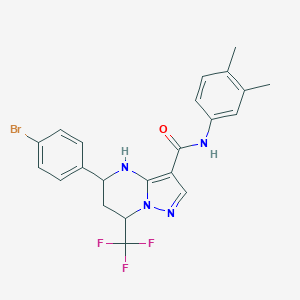 molecular formula C22H20BrF3N4O B445185 5-(4-bromophenyl)-N-(3,4-dimethylphenyl)-7-(trifluoromethyl)-4,5,6,7-tetrahydropyrazolo[1,5-a]pyrimidine-3-carboxamide 