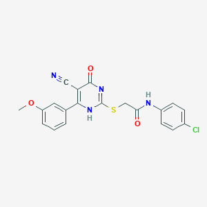 molecular formula C20H15ClN4O3S B445188 N-(4-chlorophenyl)-2-[[5-cyano-6-(3-methoxyphenyl)-4-oxo-1H-pyrimidin-2-yl]sulfanyl]acetamide 