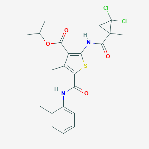 molecular formula C22H24Cl2N2O4S B445201 Isopropyl 2-{[(2,2-dichloro-1-methylcyclopropyl)carbonyl]amino}-4-methyl-5-(2-toluidinocarbonyl)thiophene-3-carboxylate 