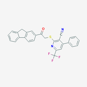 molecular formula C28H17F3N2OS B445203 2-{[2-(9H-fluoren-2-yl)-2-oxoethyl]sulfanyl}-4-phenyl-6-(trifluoromethyl)nicotinonitrile 