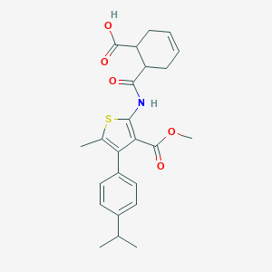 molecular formula C24H27NO5S B445204 6-({[4-(4-Isopropylphenyl)-3-(methoxycarbonyl)-5-methyl-2-thienyl]amino}carbonyl)-3-cyclohexene-1-carboxylic acid 