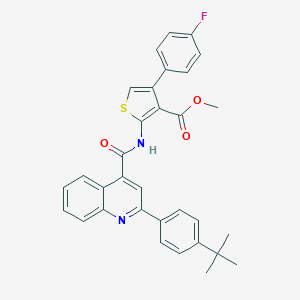 molecular formula C32H27FN2O3S B445206 Methyl 2-({[2-(4-tert-butylphenyl)-4-quinolinyl]carbonyl}amino)-4-(4-fluorophenyl)-3-thiophenecarboxylate 