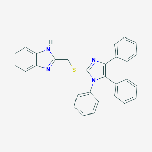 molecular formula C29H22N4S B445208 1H-benzimidazol-2-ylmethyl 1,4,5-triphenyl-1H-imidazol-2-yl sulfide 