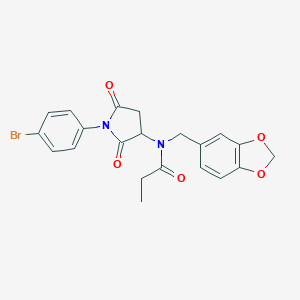 N-(1,3-benzodioxol-5-ylmethyl)-N-[1-(4-bromophenyl)-2,5-dioxopyrrolidin-3-yl]propanamide
