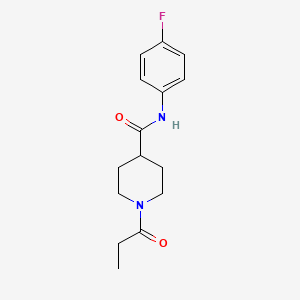 molecular formula C15H19FN2O2 B4452156 N-(4-fluorophenyl)-1-propionyl-4-piperidinecarboxamide 