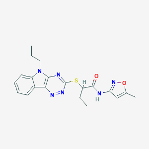 molecular formula C20H22N6O2S B445216 N-(5-Methyl-isoxazol-3-yl)-2-(9-propyl-9H-1,3,4,9-tetraaza-fluoren-2-ylsulfanyl)-butyramide 