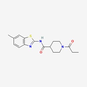 molecular formula C17H21N3O2S B4452170 N-(6-methyl-1,3-benzothiazol-2-yl)-1-propionyl-4-piperidinecarboxamide 