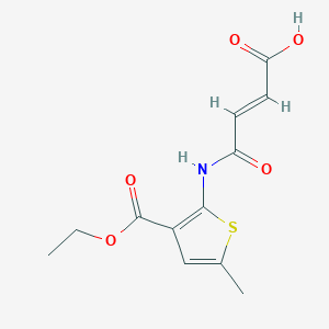 molecular formula C12H13NO5S B445218 4-{[3-(Ethoxycarbonyl)-5-methyl-2-thienyl]amino}-4-oxo-2-butenoic acid 