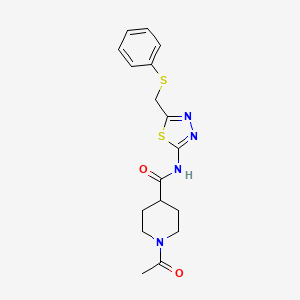 molecular formula C17H20N4O2S2 B4452184 1-acetyl-N-{5-[(phenylthio)methyl]-1,3,4-thiadiazol-2-yl}-4-piperidinecarboxamide 