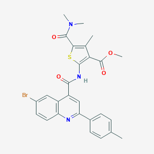 molecular formula C27H24BrN3O4S B445220 Methyl 2-({[6-bromo-2-(4-methylphenyl)-4-quinolinyl]carbonyl}amino)-5-[(dimethylamino)carbonyl]-4-methyl-3-thiophenecarboxylate 