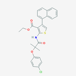 molecular formula C27H24ClNO4S B445221 Ethyl 2-{[2-(4-chlorophenoxy)-2-methylpropanoyl]amino}-4-(1-naphthyl)thiophene-3-carboxylate 
